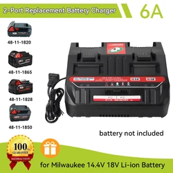 M18 Li-ion Battery Charger Dual USB port For Milwaukee 14.4V 18V M18 48 - 11 - 24xx Series Li-ion Battery 6A Charging Current