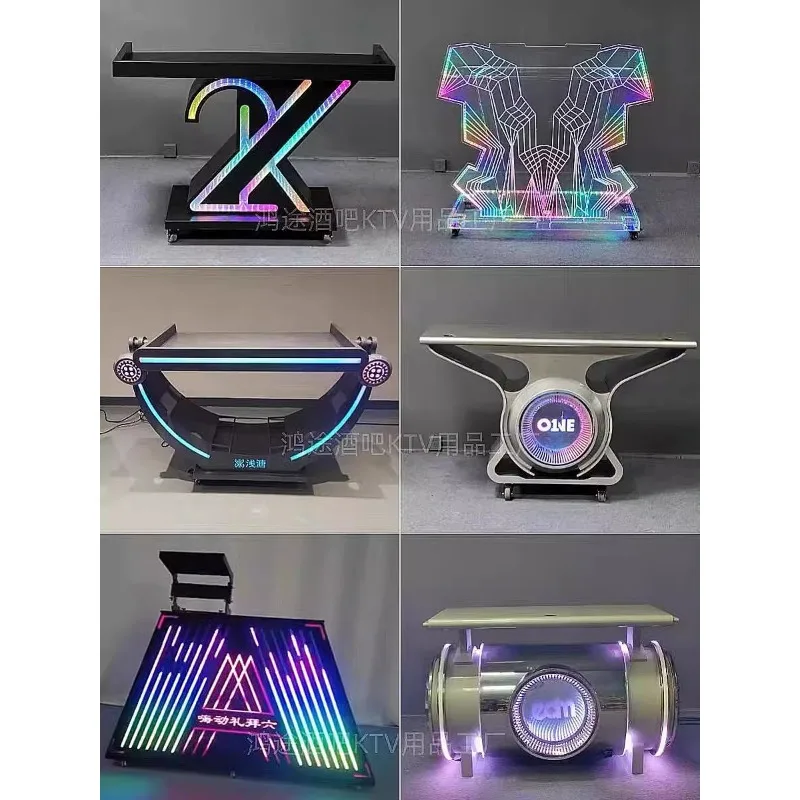 Bar luminous DJ table mobile stainless steel disc table shelf nightclub KTV box lifting  acrylic