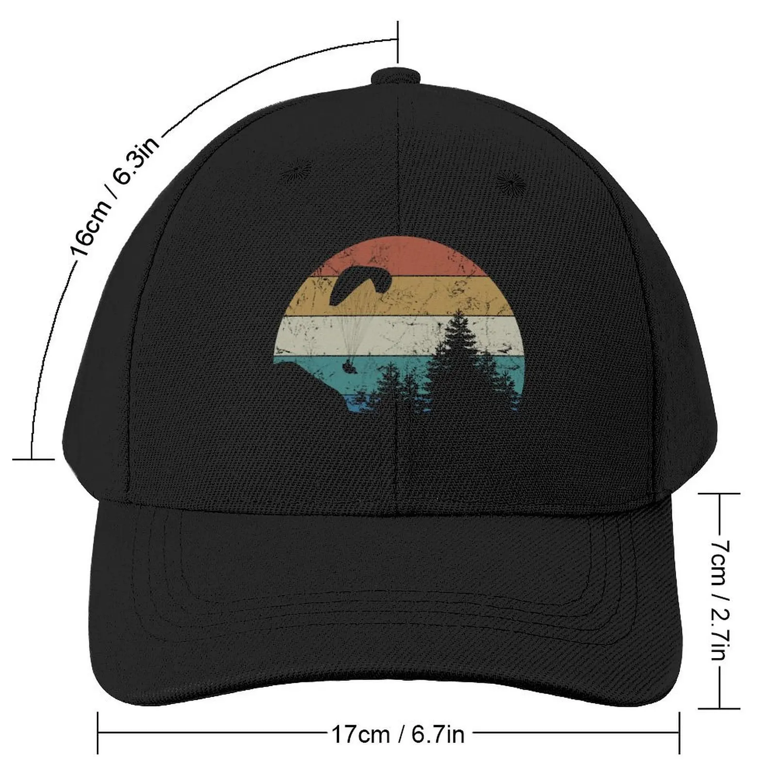 Paraglider Paragliding Paramotor Parachute Skydiving Sunset Baseball Cap black Hat Luxury Brand Men's Baseball Women's