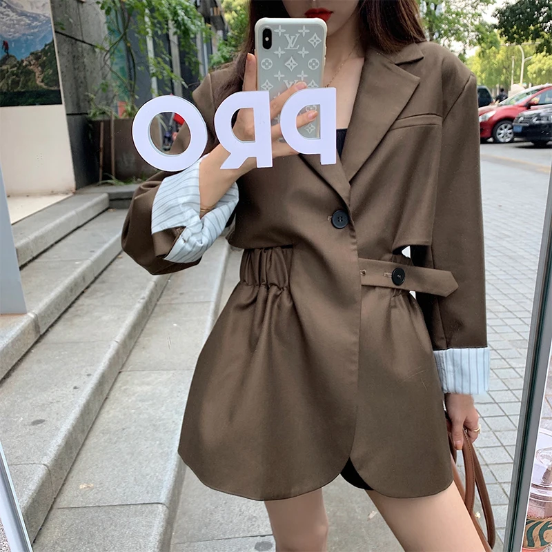 

Spring 2026 Small Workwear Jacket Sweater Knitted down Cotton Coat Straight Cut Commuter Style Long Sleeve Mid-Length Pure Color