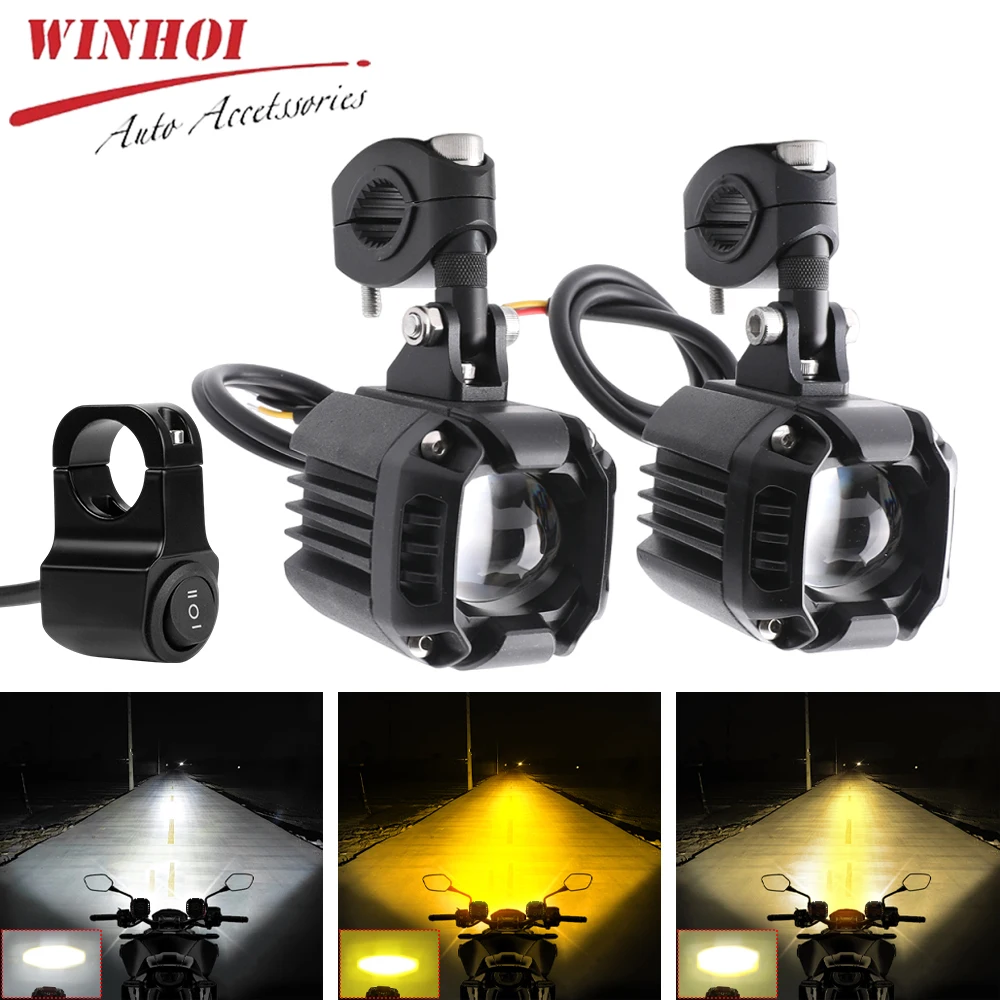 Motorcycle Auxiliary Headlights High Low Beam Universal Long Range Front Additional Motorcycle Headlights 12-80V for Moto Car