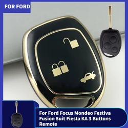 New TPU Car Key FOB Case Cover for Ford Focus Mondeo Festiva Fusion Suit Fiesta KA 3 Buttons Remote Key Case Protector Keychain