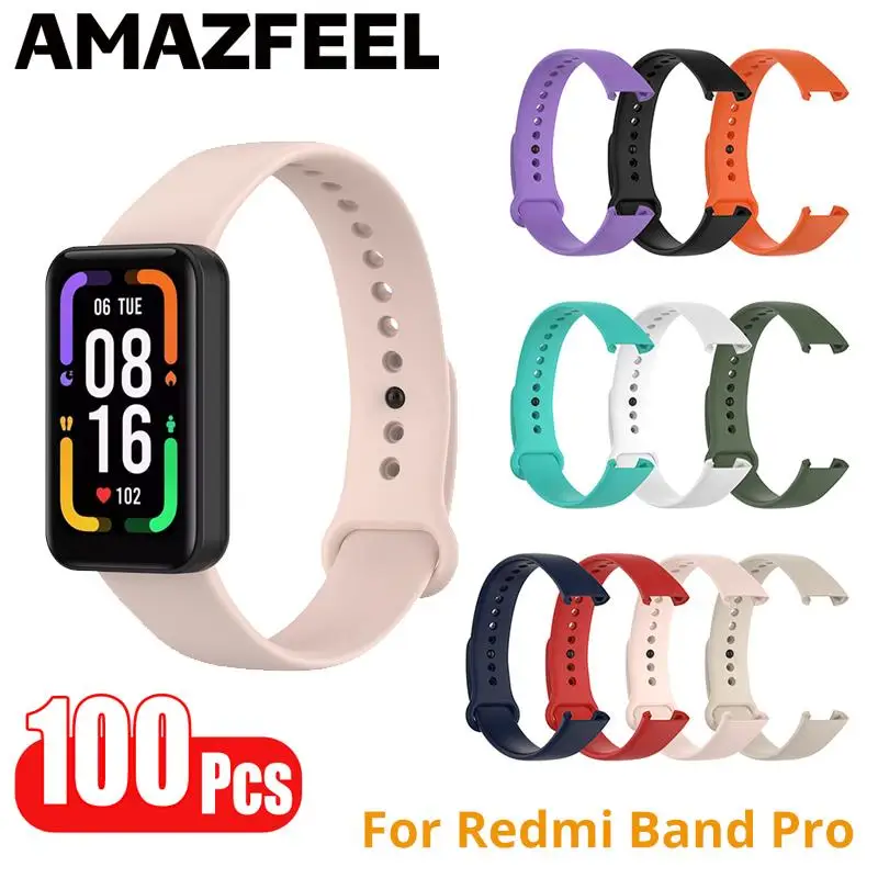 New 100 Pcs/Pack Silicone Straps For Redmi Smart Band Pro Bracelet Wrist Band Strap For Redmi Band Pro Correa Accessories