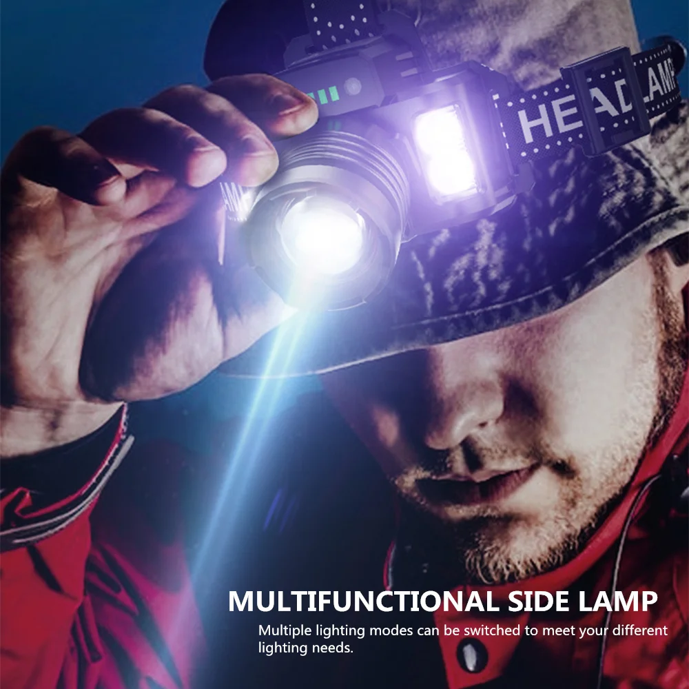 Powerful Spotlight Long Range Headlamp Built-in Type-C Charging Belt Output Charge Indicator Induction Headlight