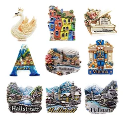Europe Austria Hallsttatt Resin 3D Fridge Magnets Tourism Souvenir Refrigerator Sticker Handicraft Gift Decoration