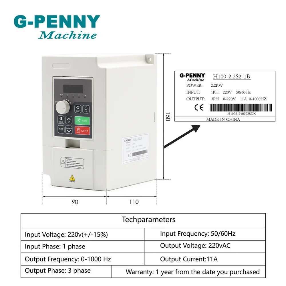 G-PENNY 2.2kw ER20 Water Coole - огляд і ціна 2.2Kw Water Cooled Spindle Kit Vfd