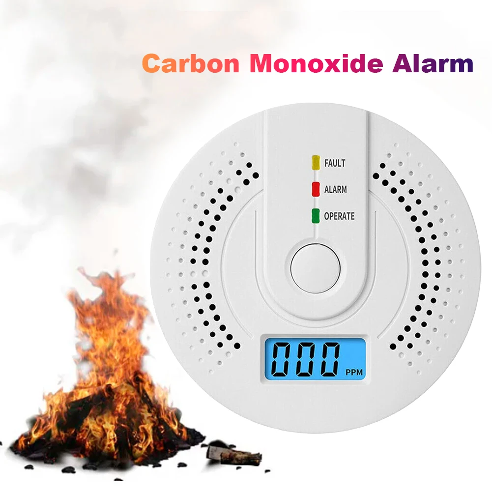 Rilevatore di monossido di carbonio Allarme monitor gas CO Rilevatore sensore CO alimentato a batteria con display digitale a LED per la casa, test di deposito