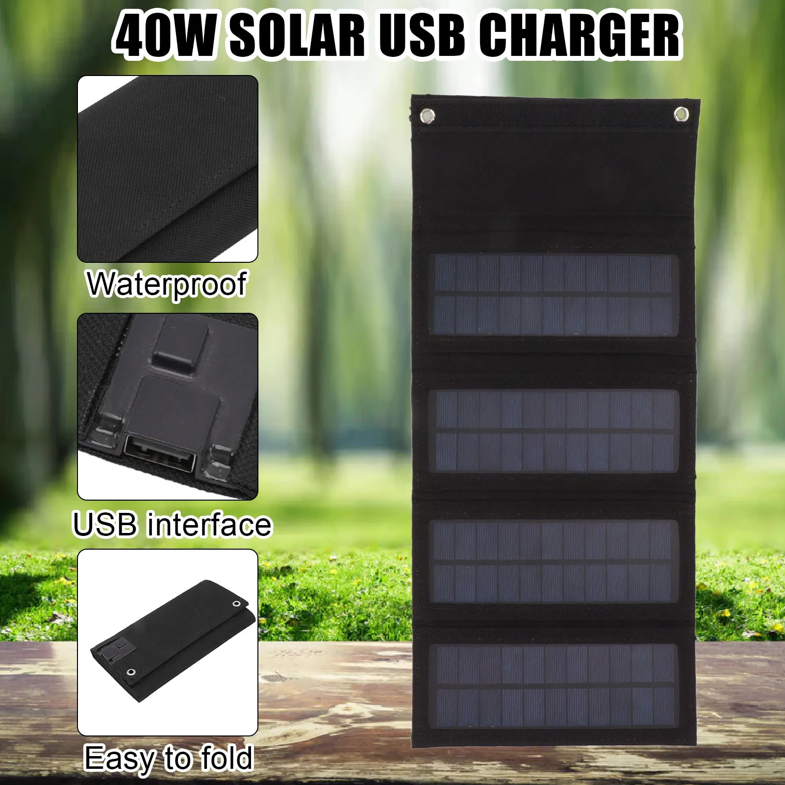 

40W Folding Solar Panel Low Light Efficiency 40W Portabel Solar Panel USB Interface Light Weight for Backpacking for Hiking