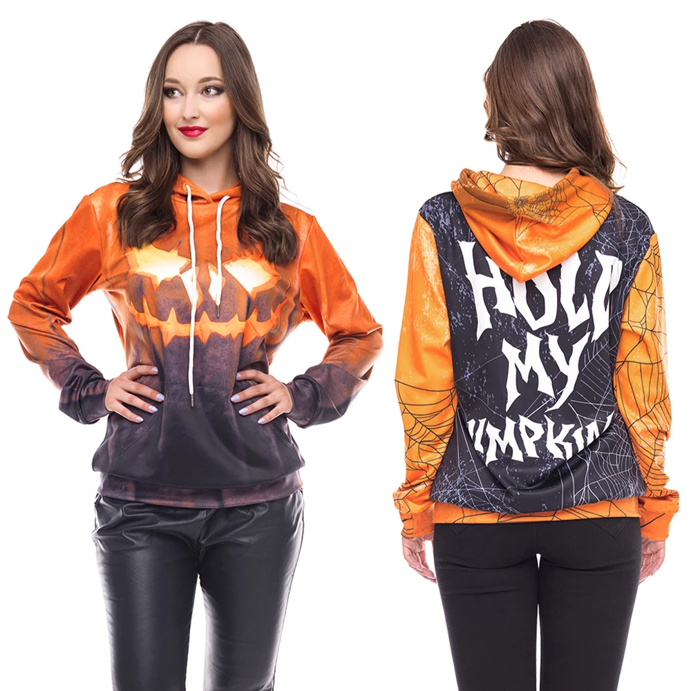 

Zawaland Hoodies Pumpkin Sweatshirts Women Halloween Hood Pullover Cosplay Pocket Streetwear 3D Print Tracksuit Female Clothing