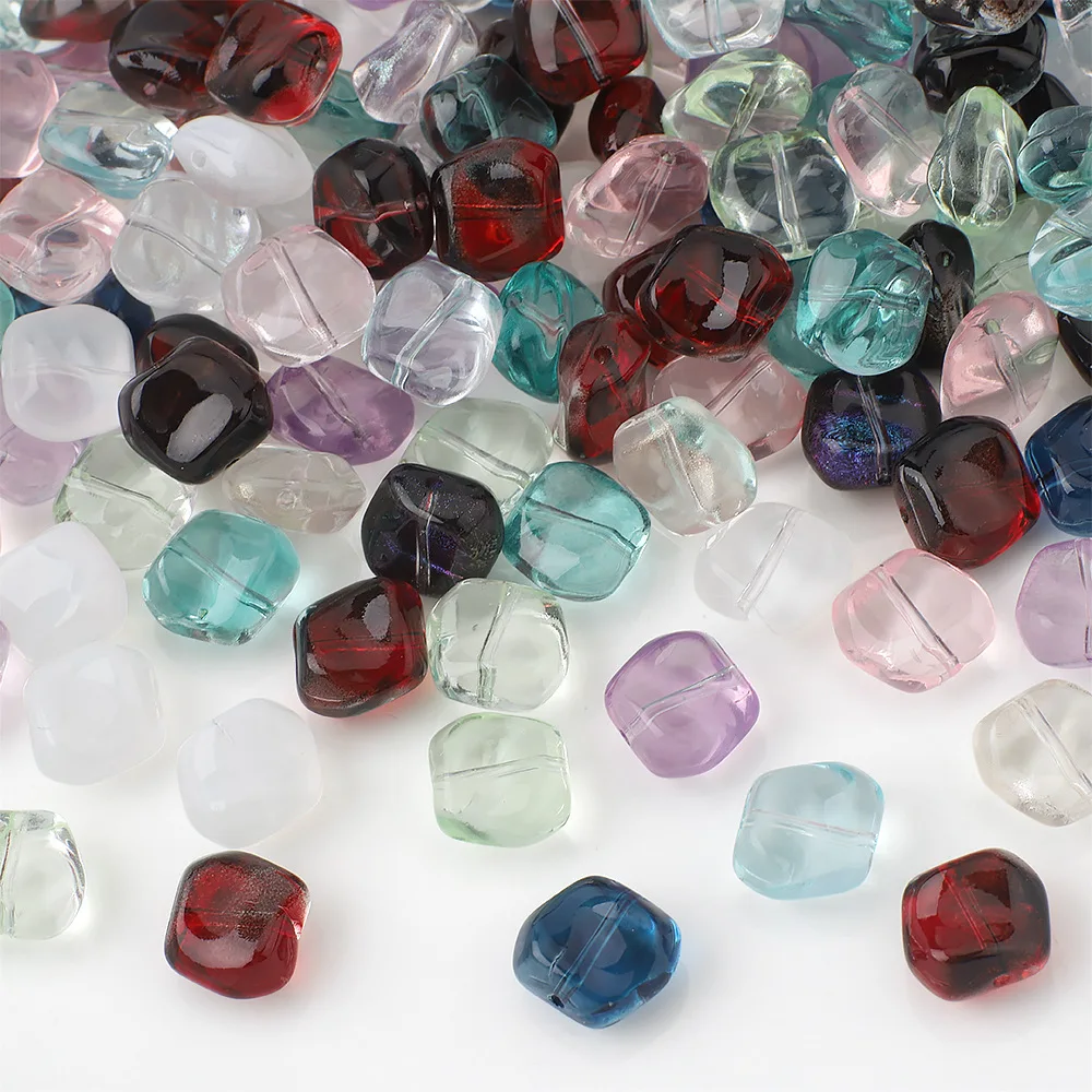 TX41 20Pcs/lot 11MM Polychrome Irregular Square Crystal Glass Charms Jewelry Making Diy  Accessories Bracelet Beads Material