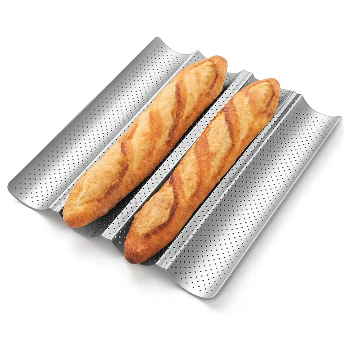 COFA  Bread Pan,Nonstick Perforated Pan for French Bread Baking,4 Loaves Baking Tray for Sourdough