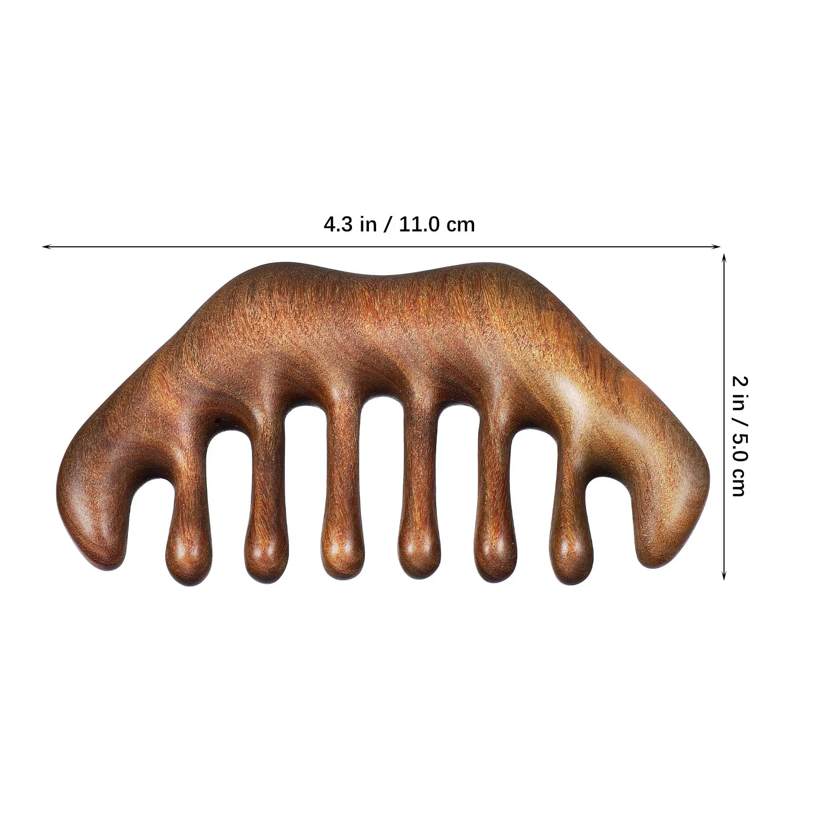 Verawood Massage Comb Wooden Scalp Massager Wide Tooth Hair Detangler Comfortable Lip Shape Grip Natural Grain Finish Travel