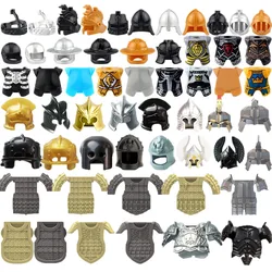 Moc blocos de construção medieval solider figura presentes acessórios mini tijolos capacete armadura manto guerreiro equipamentos interessantes brinquedos