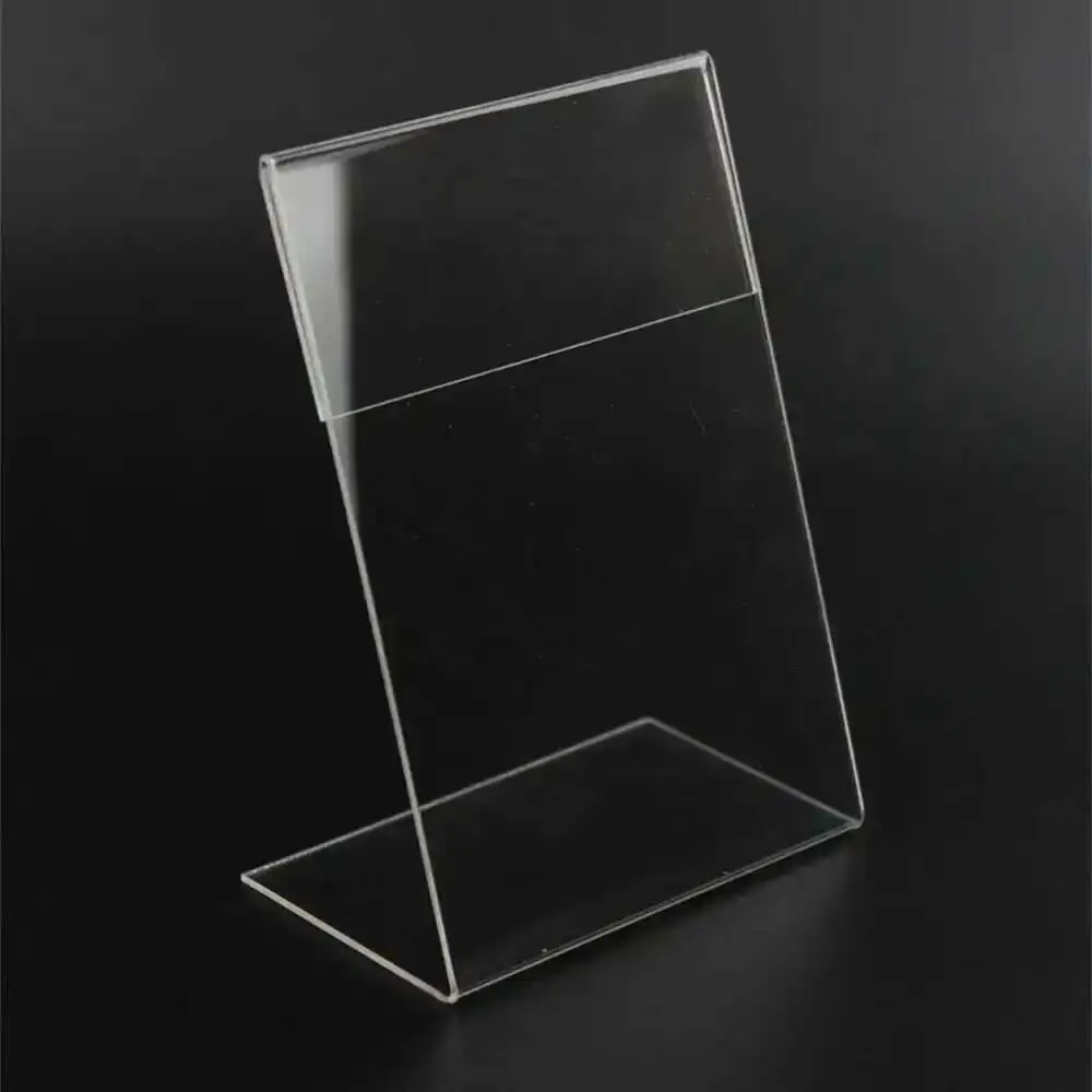 10pcs/lot High Quality Clear 6x9cm L Shape Acrylic Table Sign Price Tag Label Display Paper Promotion Card Holder Stand