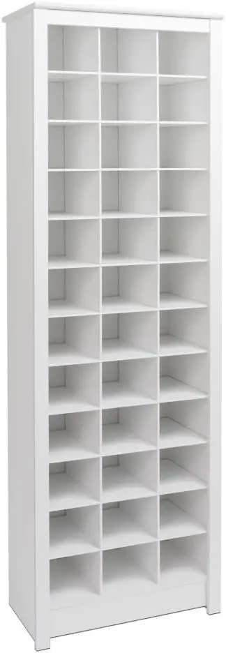 White Tall Storage Cabinet, Shoe Cabinet, Entryway Furniture with 36 Shoe Cubbies 13