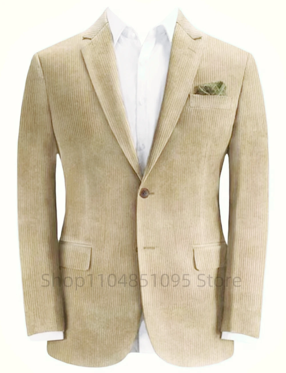 

Formal Corduroy Blazer for Men with Notch Lapel Single Breasted Dinner Jacket Elegant Slim Fit Smoking Suit Coat for Wedding