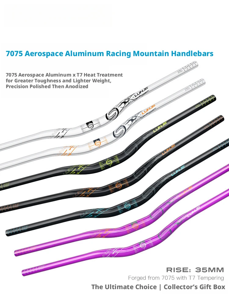 

LUNJE new Bicycle Handlebar 7075 Luminum Alloy Plating CNC MTB Handlebar 31.8*780mm Mountain Bike Handle Bar Bicycle Part