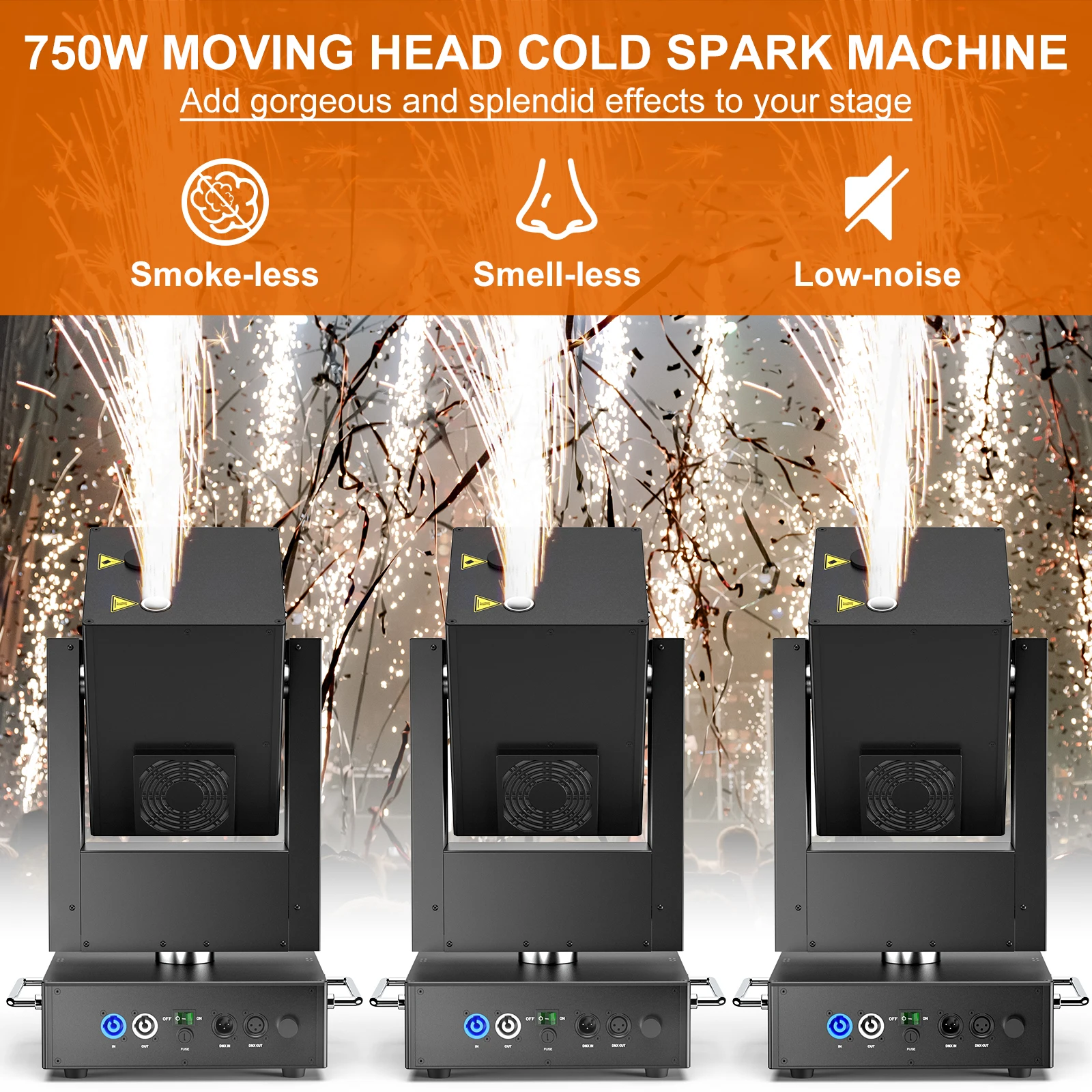 Spraying Machine 750W Shaking Head Fieryzeal Stage Equipment with Wireless Remote Control DMX Control for Wedding Musical Show