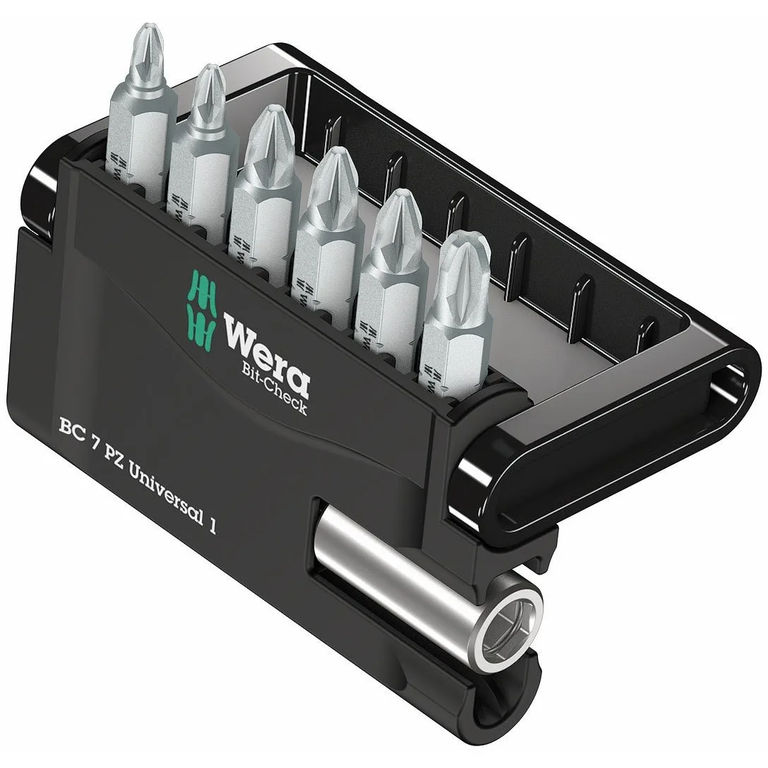 

Pozidriv Bit Set with Universal Holder for Metal Screws, 9 Pieces in Compact Case