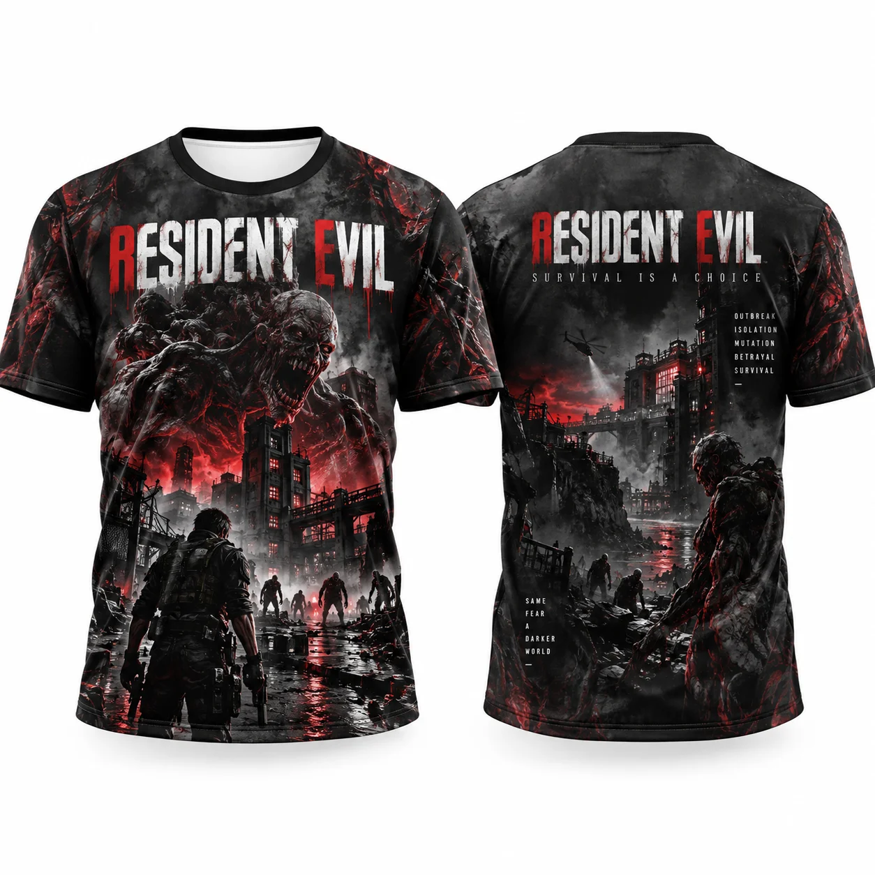 2026 Resident Evil 3D All Over Print T Shirt Men Women Horror Game Character Double Sided Print Short Sleeve Tee