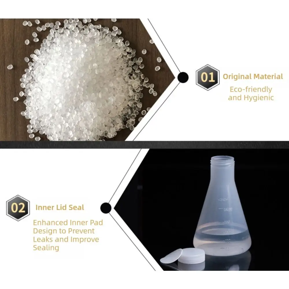 50ml/100ml/250ml/500ml Plastic Erlenmeyer Flask Scaled Measuring With Screw Lid Lab Beaker Plastic Graduated Beaker