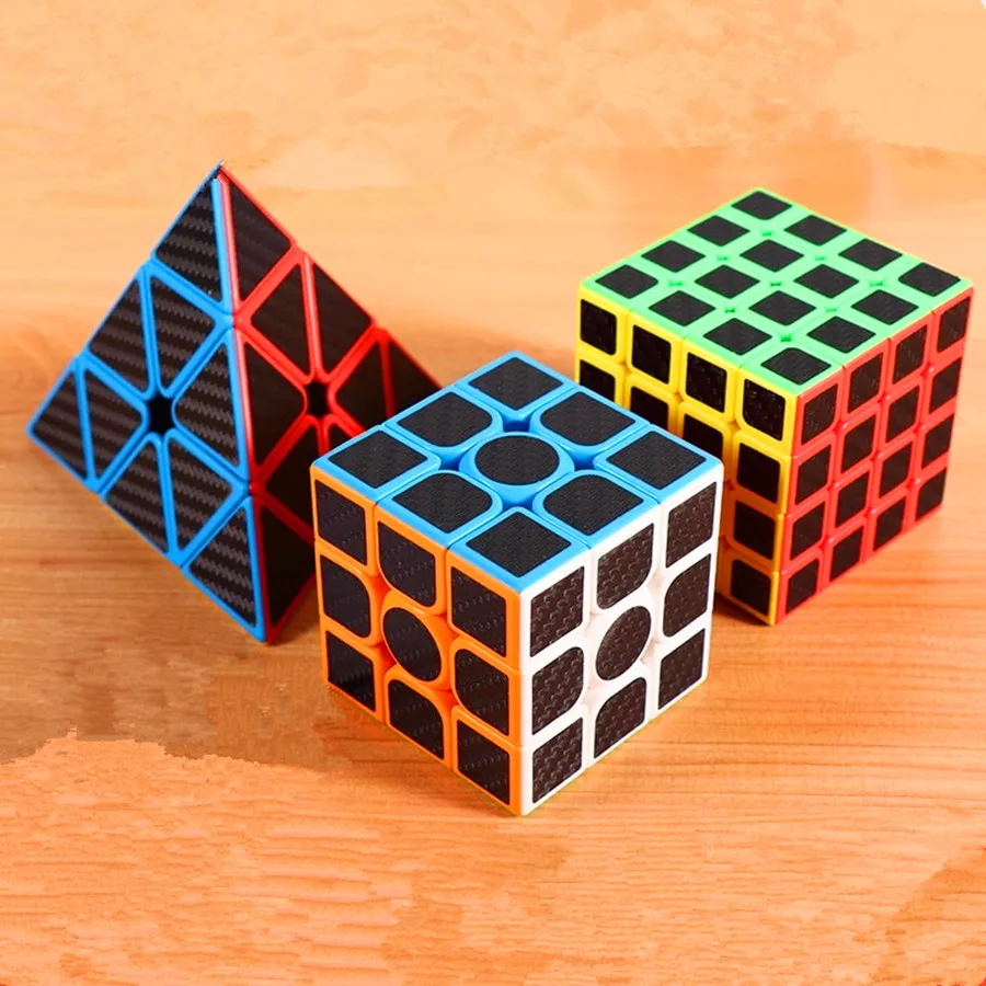 MoYu Meilong Carbon Fiber Sticker Magic Cube 2x2 3x3 4x4 5x5 Cube Pyrimid Megaminx combination cubo magico For Children Toy Gift