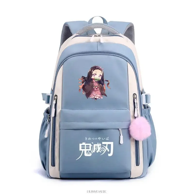 

New Japanese Man Ghost Slaye RPeripheral Backpack Large Capacity Youth Student School Bag USB Interface Computer Bag Accessories