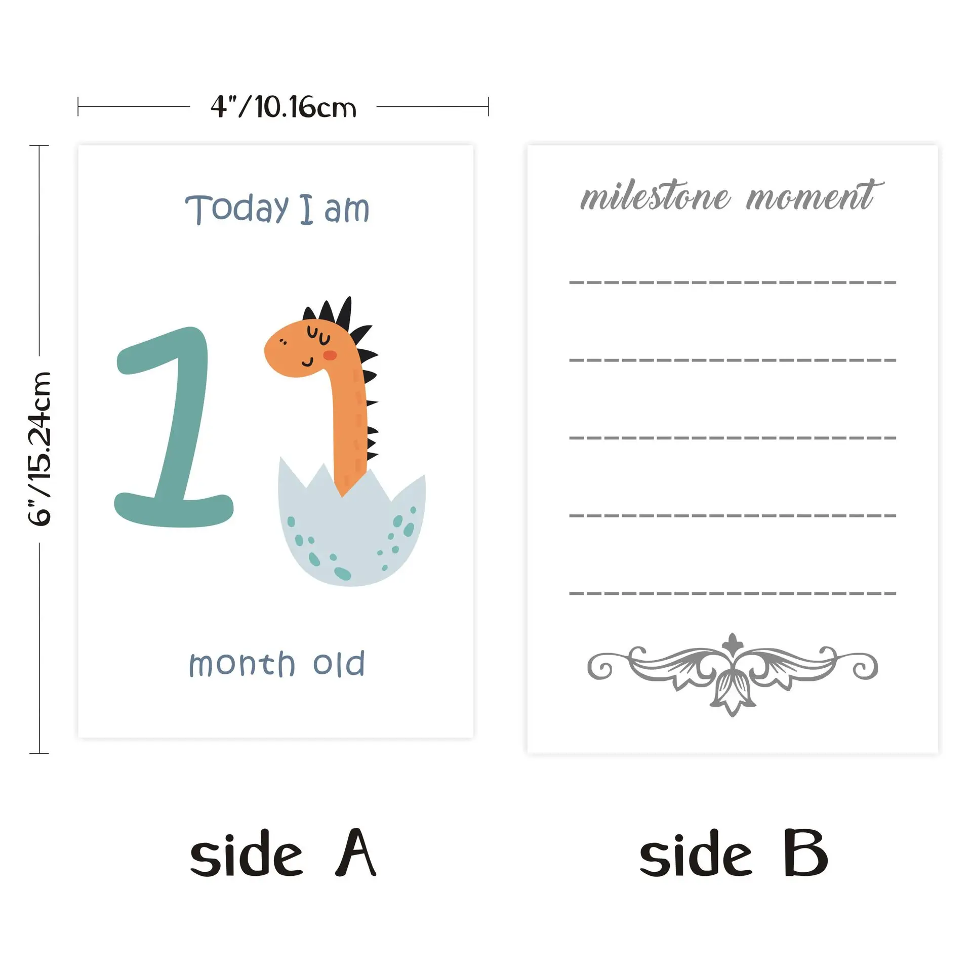 공룡 패턴 월별 카드 사진 소품, 아기 용품, 아기 액세서리, 신생아 사진 소품, 12 개 1 세트