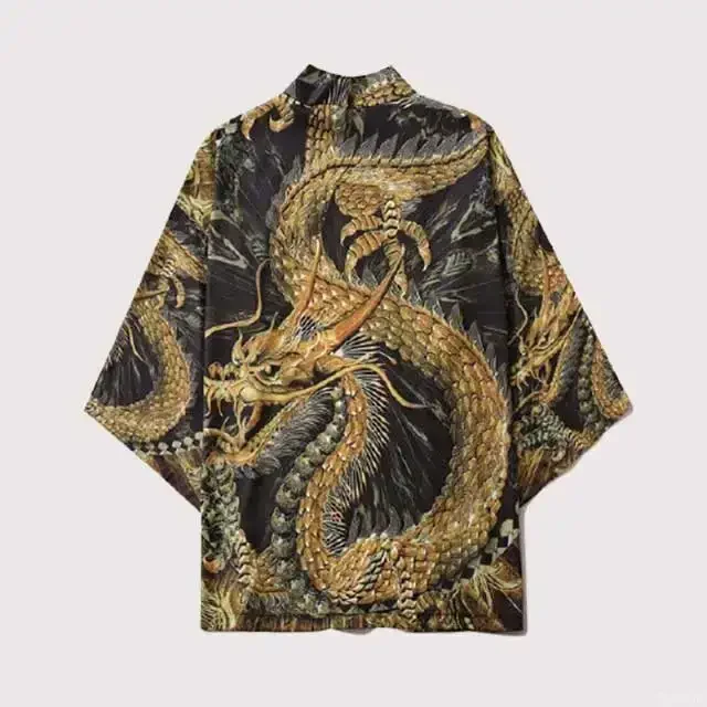 

Japanese Dragon Jacket Summer 3D Printing Kimono Cape Two-dimensional Anime Fashion Short-sleeved Top Cardigan