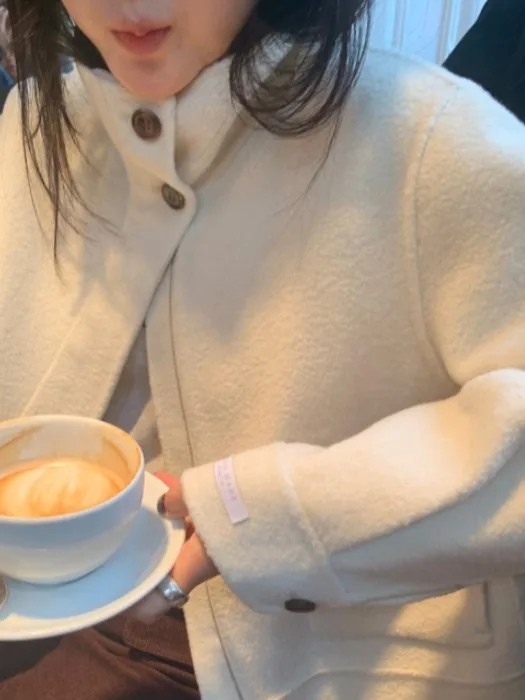 معطف صوفي من Ele Winter ort للنساء بتصميم جديد بياقة واقفة وملمس عالي الجودة ملابس خارجية عصرية Jaet #2