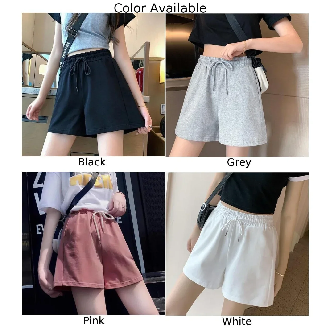 Women Sports Shorts Large Size Adjustable Casual Pants Elastic Waist High-waist Korean Style Laces S-3XL Shorts