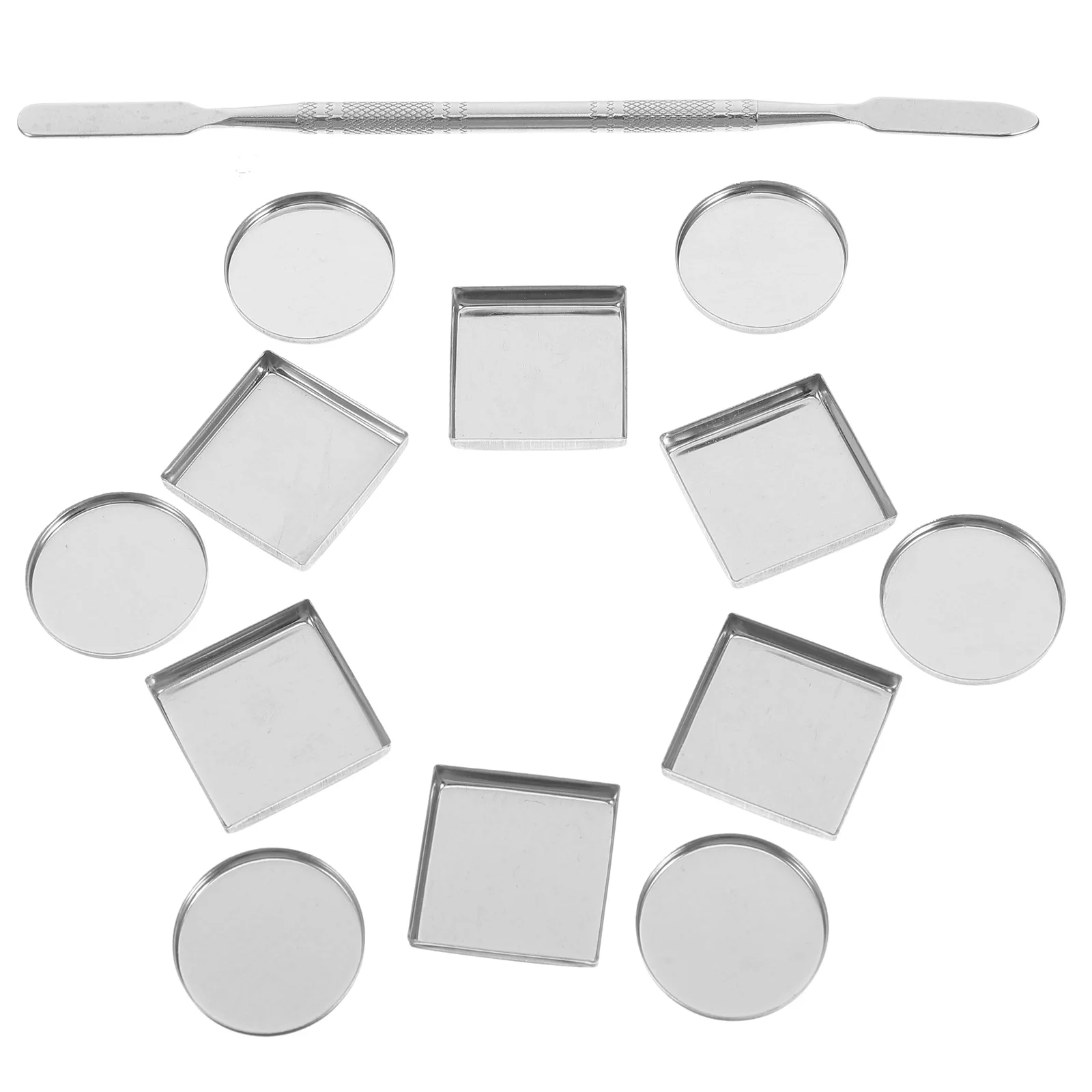 

31pcs Metal Pans For Blush Eyeshadow Lipstick Diy Durable Iron Palette Storage Set With Spatula