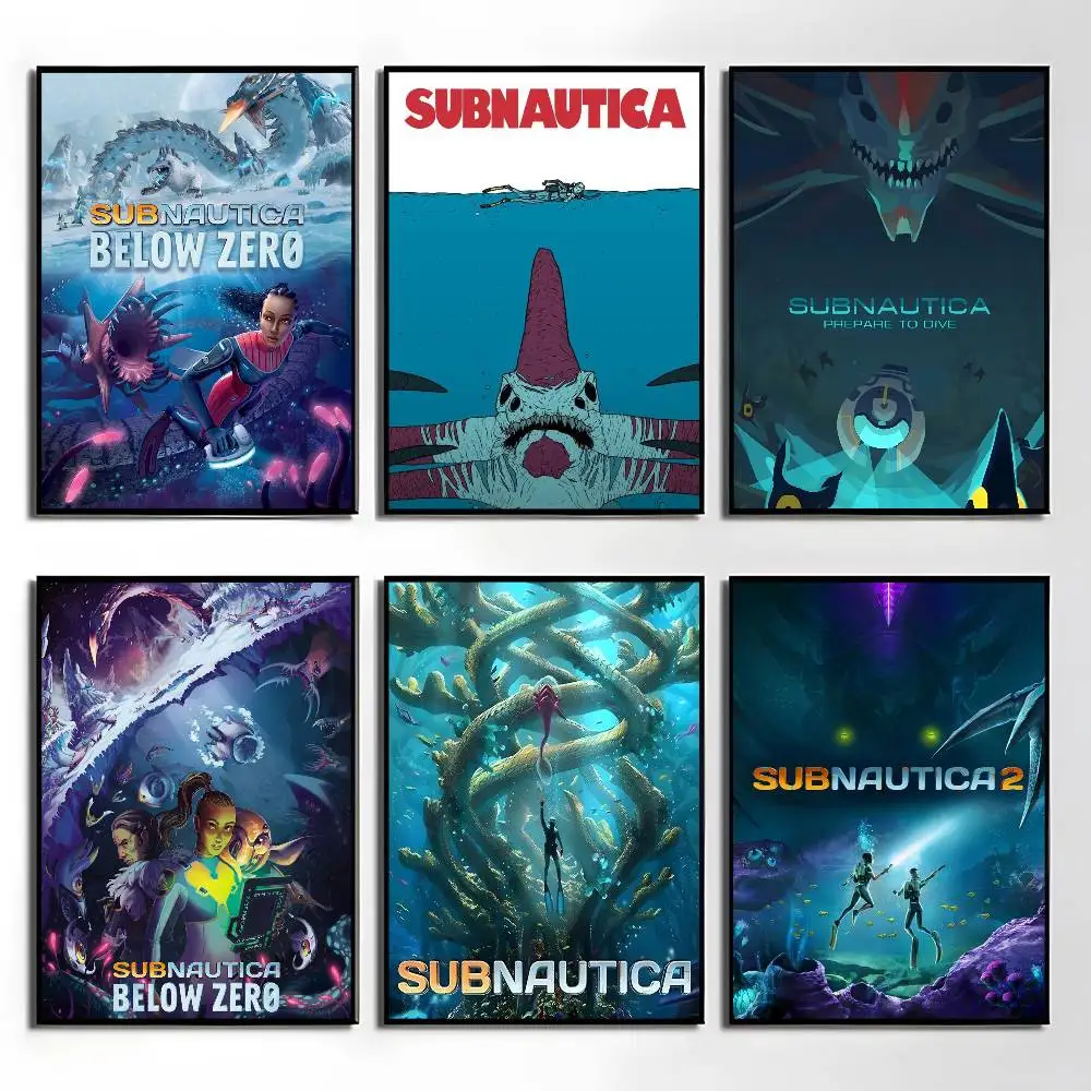 1pc Anime Subnautica Poster Sticker Print Waterproof Wall Art For Living Room Bedroom Home Decor