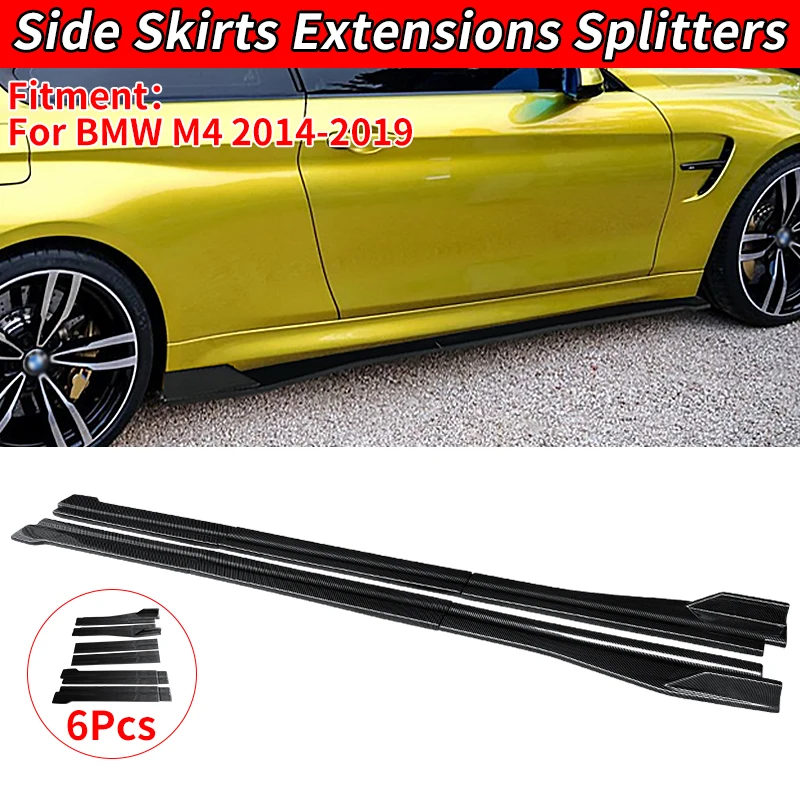 

For BMW M4 2014-2019 Car Side Skirts Extensions Splitters Kit Rocker Anti-Scratch Protection Winglet Wings Bumper Accessories