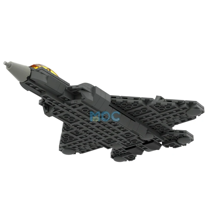 MOC-F-22 Raptor V2 Militar Stealth Fighter Warplane Conjuntos, Montar Tijolos Brinquedos, Presentes Ultimate Collection, 294Pcs