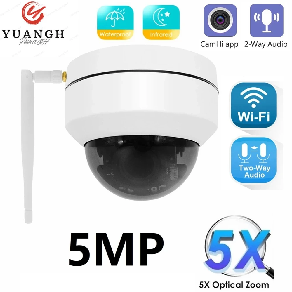 

CamHi 5MP Security MINI WIFI PTZ IP Camera Outdoor CCTV 4X Zoom Speed Dome Wireless Waterproof IP Camera Two Ways Audio