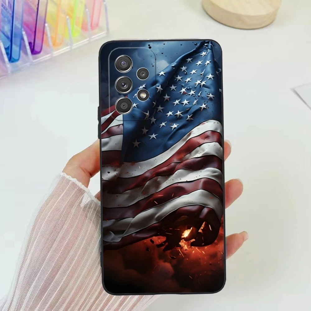 USA America Flag Mobile Cell Phone Case for Samsung Galaxy Note 20 10 Plus Ultra Black Soft Phone Cover Shell