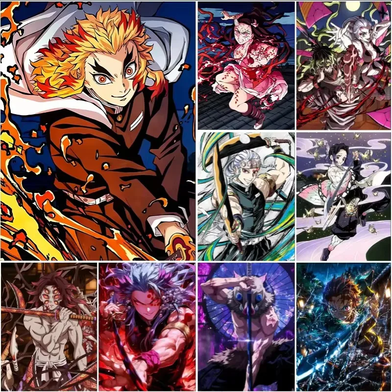 Various Sizes Demon Slayer Tanjiro Nezuko Anime Jigsaw Puzzles Educational Games Colorful Puzzles Gifts Home Decor