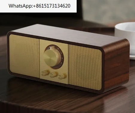 Retro Wooden Portable FM Radio Speakers Bluetooth 5.3 Wireless Audio Player Support USB/TF Card/AUX Input HI-FI Super Bass Sound