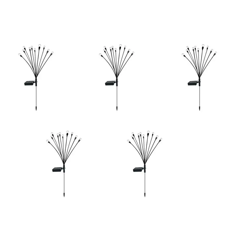 SDFC-5PCS 10 Head Solar Powered Firefly Lights, 10 LED Outdoor Waterproof Solar Starburst Swaying Garden Lights