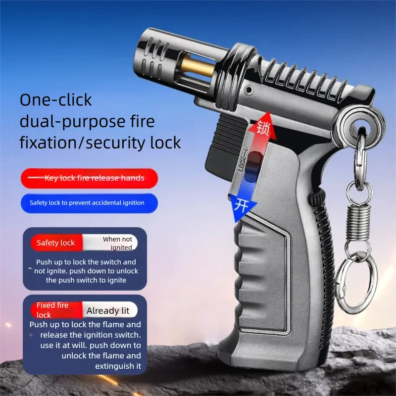 Invertible Blue Jet Flame Torch - Handheld Lockable Flame High Temp Butane Refillable Torch