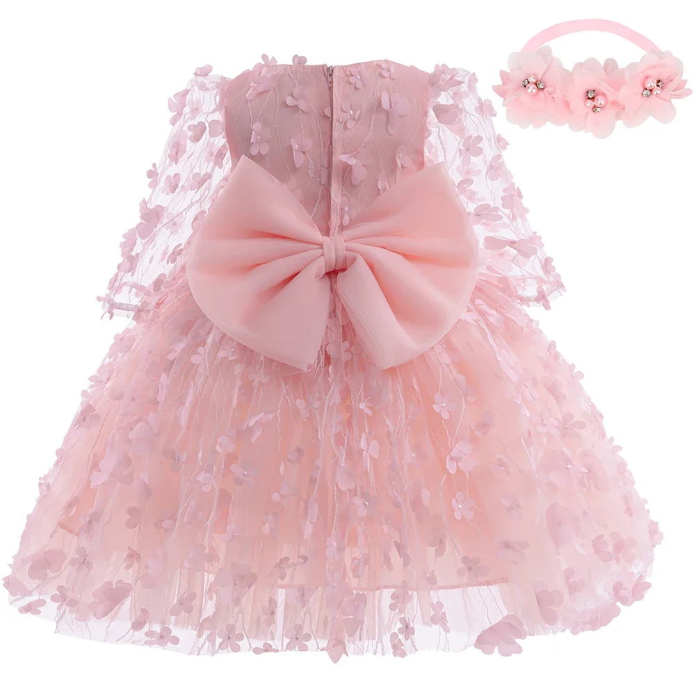 

Baby Flower Girls Princess Dress Toddler Wedding Birthday Party Baptism Christening Valentine's Day Bowknot Mesh Tulle Dresses