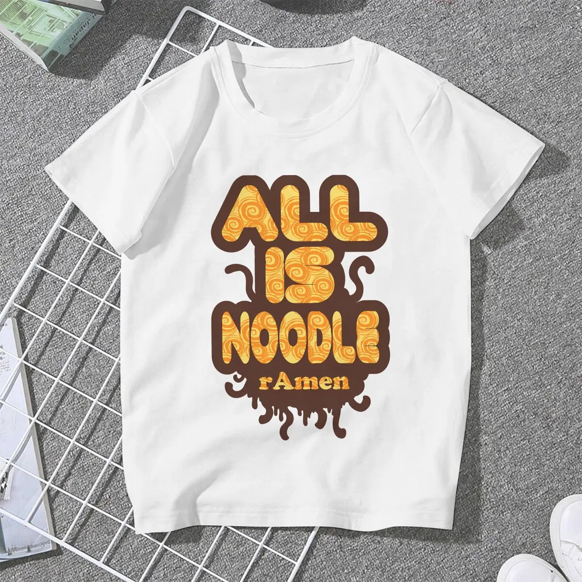 Flying Spaghetti Monsterism All Is Noodle Ramen Tshirt Homme Women's Tees Unisex Polyester Blusas T Shirt For Women