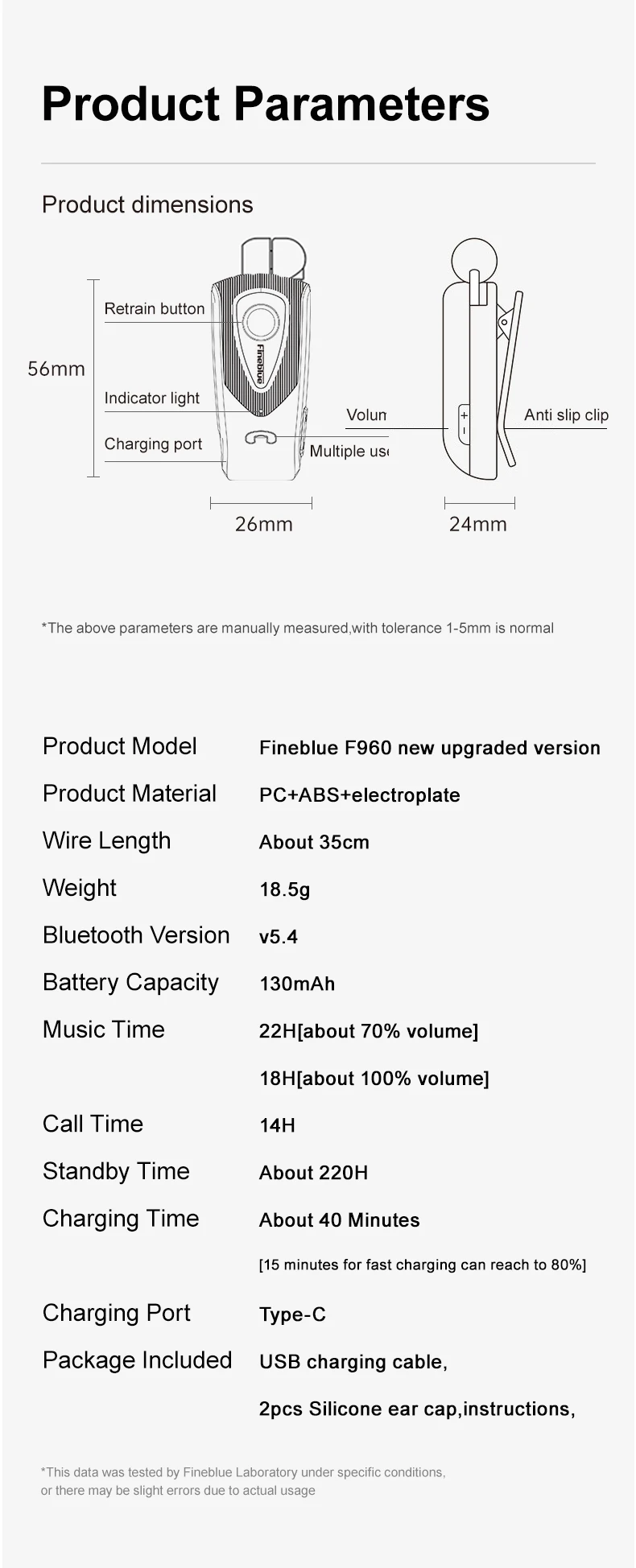 سماعة رأس Fineblue F960 اللاسلكية بتقنية البلوتوث مع مشبك سلكي سماعة رأس قابلة للسحب بدون استخدام اليدين لـ Powersports pk F920