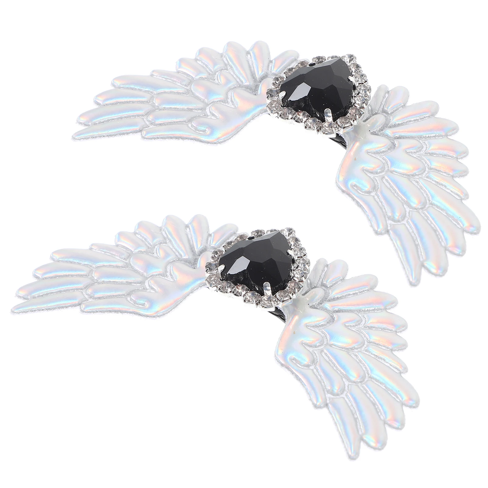 

1 Pair Gothic Angel Wing Rhinestone Shoe Clips for Boots Buckles Silver Lolita Hair Accessories Enhance Outfit Charm Shoe