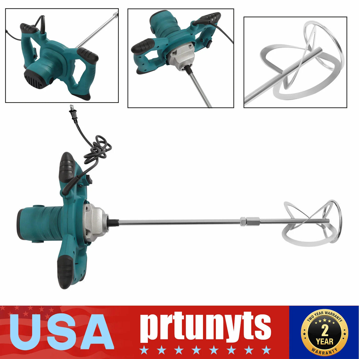 

Handheld Mixer Adjustable Speed 6 Gear 0-800rpm with Connection Shaff & S-shape Mixing Head for Cement, Concrete, Plaster 2100W