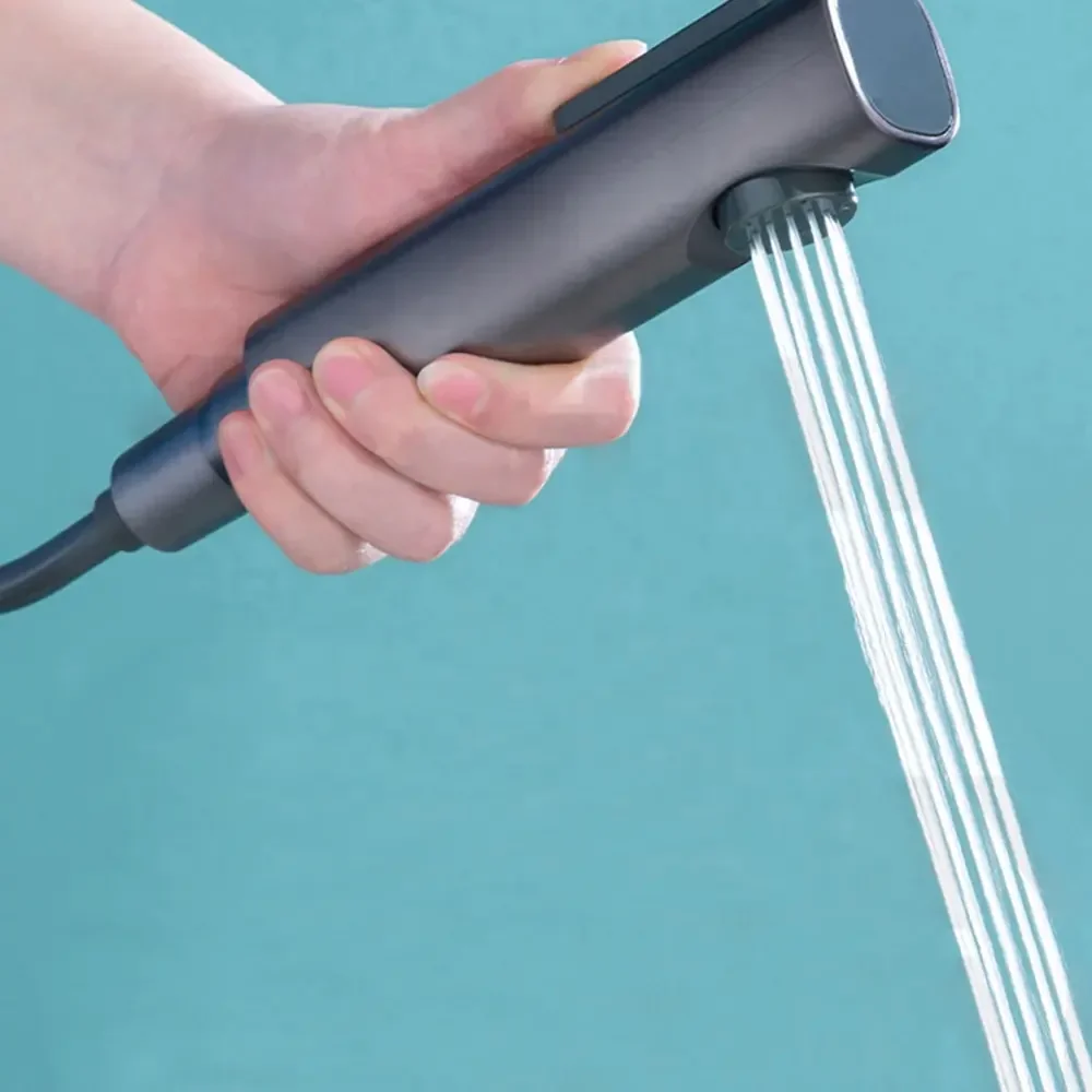 Modern Brass Showerhead Wall Mounted Piano Button Bathroom Shower Set