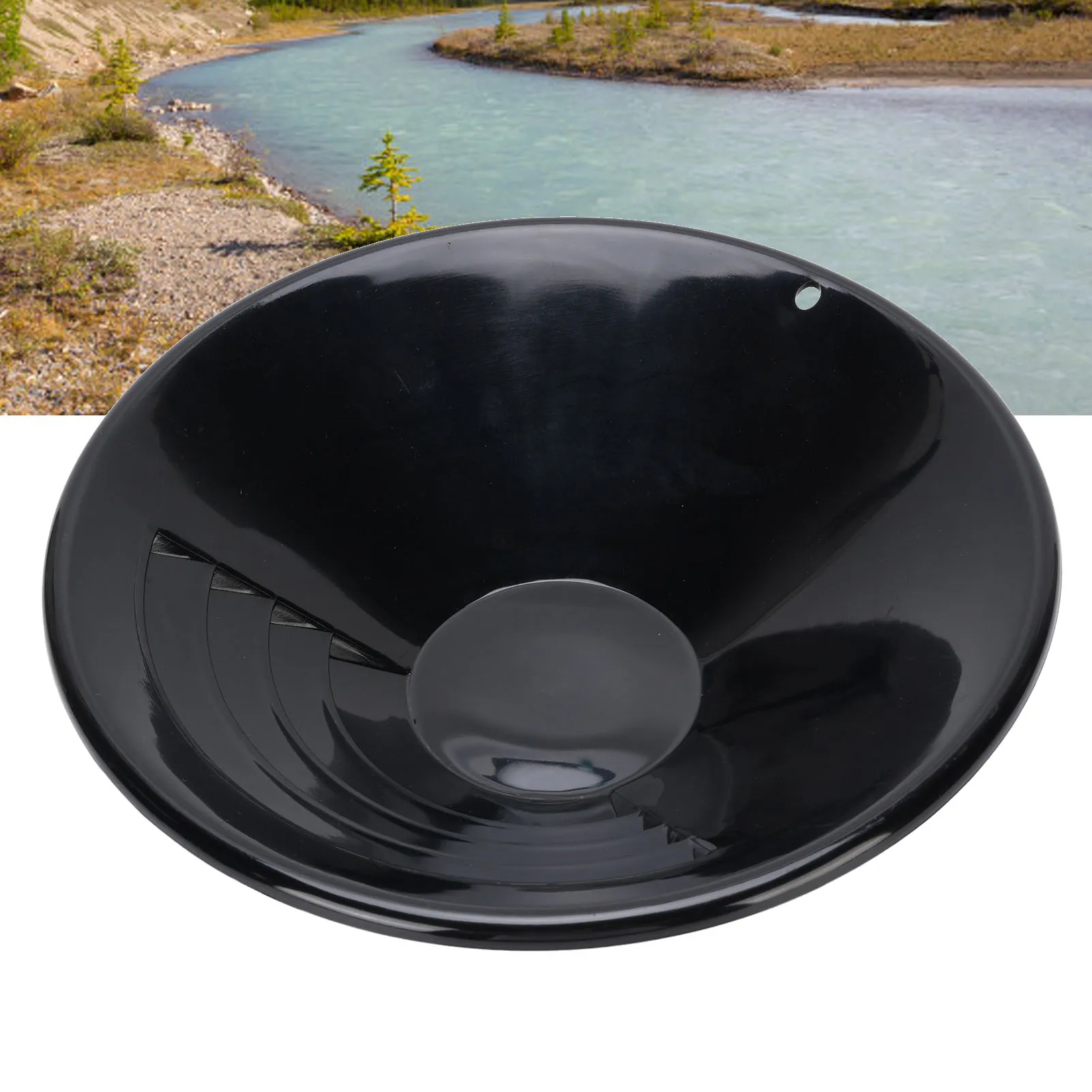 Wajan Emas 10 Inci Bulat Hitam ABS Kokoh Ringan untuk Menambang Emas Wajan Penambang Emas Wajan Emas 10 Inci