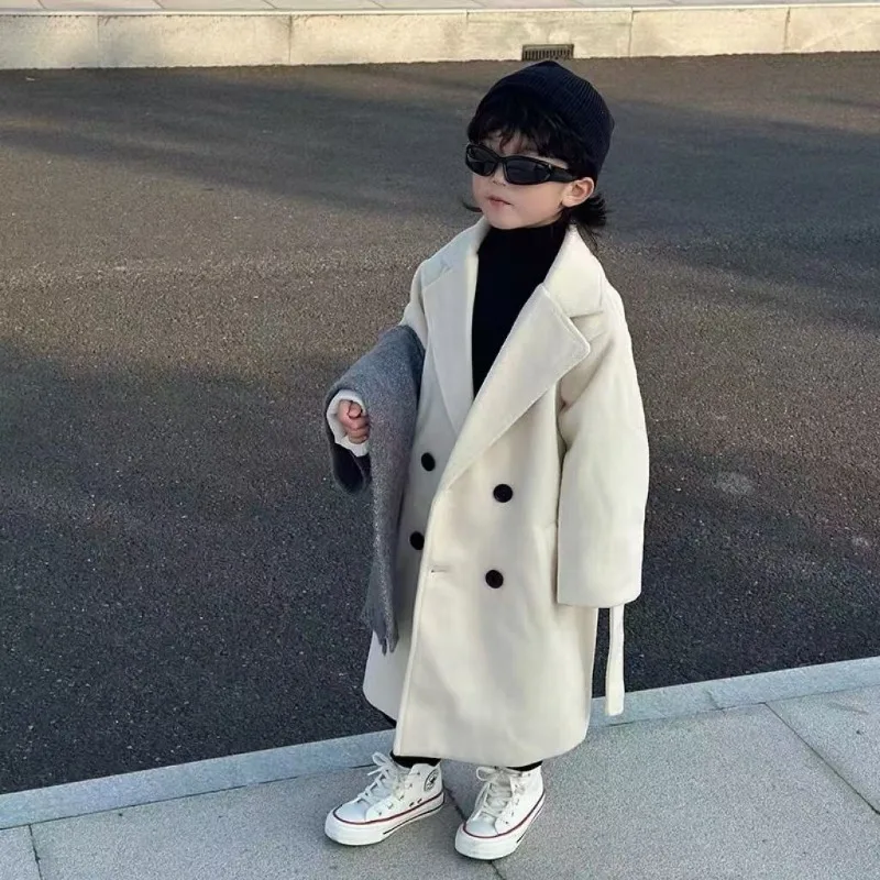 Premium Wool Coat for Boys 2025 New Winter Autumn Stylish Long Woolen Jacket Big Tween Boy Luxury Autumn Winter Coat