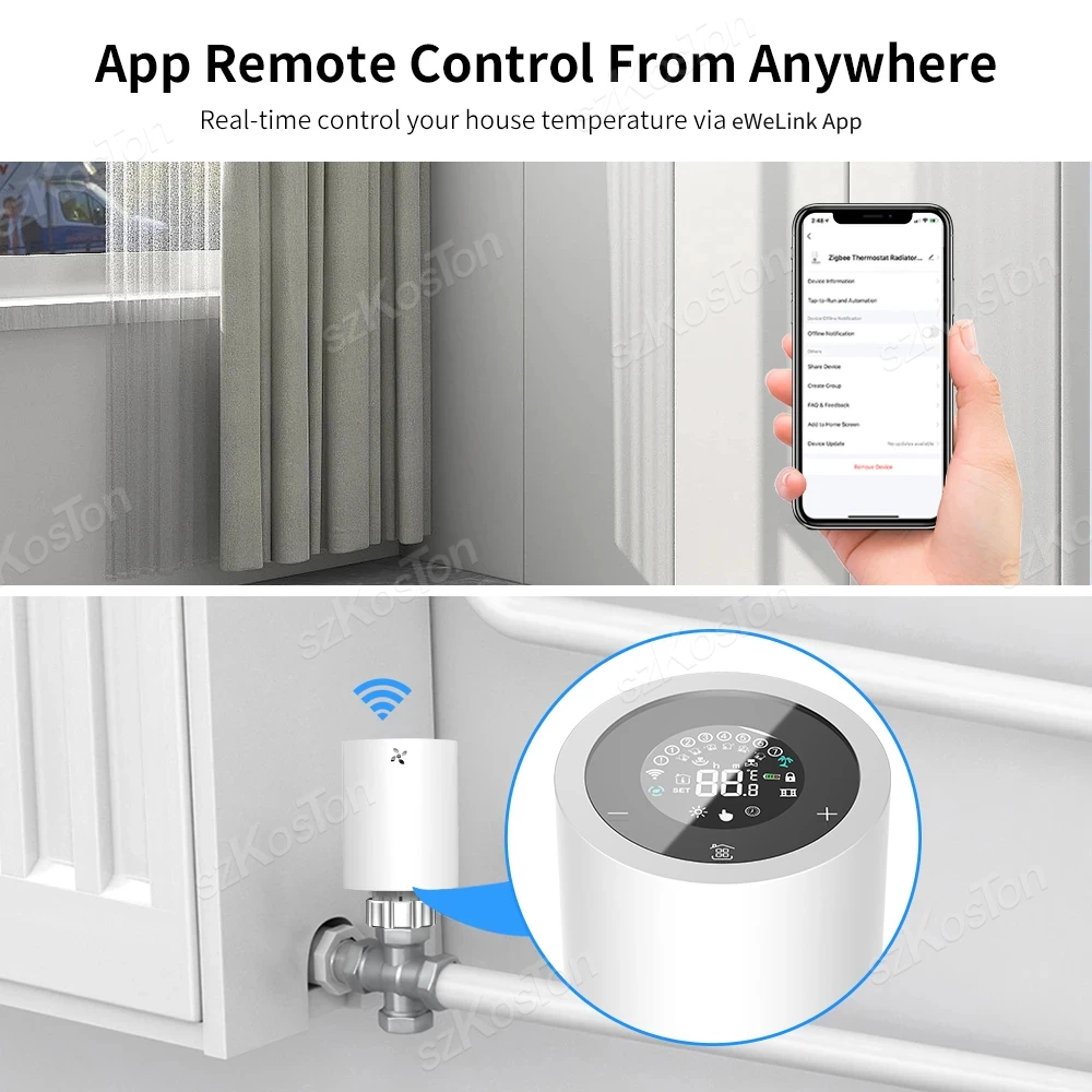 eWeLink App ZigBee Thermostat Radiator Actuator Smart Home Programmable Smart Thermostatic Radiator Valve for Alexa Google Alice